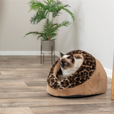 Trixie Kattenmand Iglo Leo Soft Pluche Bruin / Panterprint